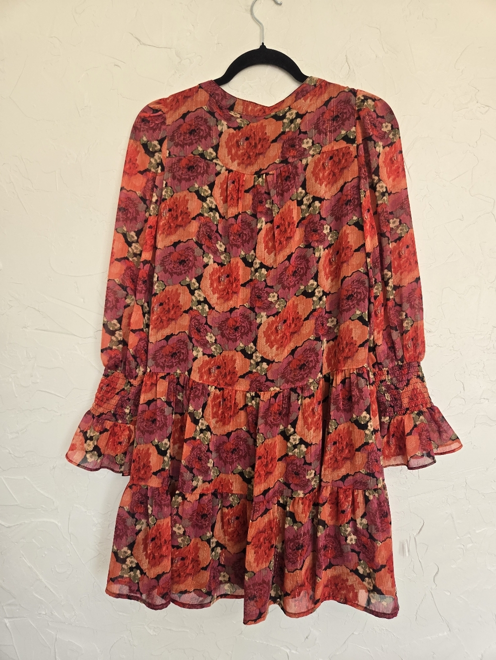 NWT Tuckernuck Pomander Place Floral Red Metallic Kenzo Dress, S - Picture 6 of 13
